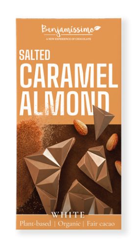 Benjamissimio bio vegán fehér csokoládé kókuszvirág nektár és mandula 60 g (Gluténmentes)