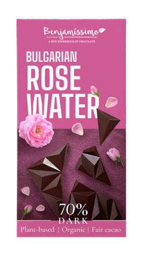 Benjamissimio bio vegán fekete csokoládé bolgár rózsavízzel 60 g (Gluténmentes)