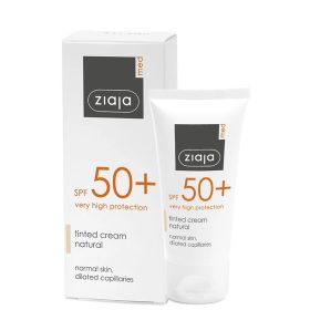   Ziaja Med napvédő színezett krém, natúr tónus, kitágult hajszáleres bőrre ff50+ 50 ml