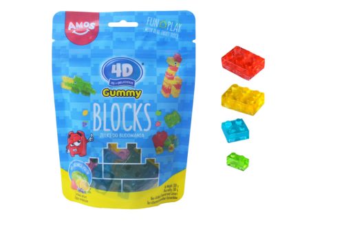 Amos Sweets 4d gumicukor építőkockák vegyes gyümölcs ízben 100 g