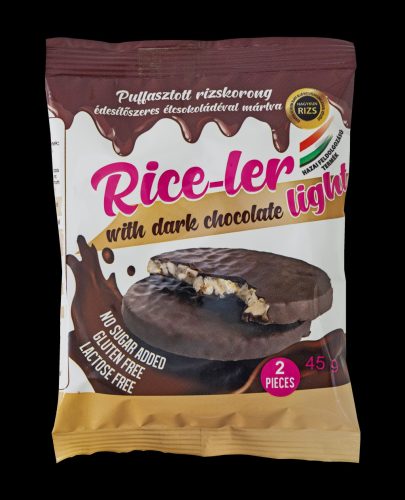 Rice-ler puffasztott rizskorong édesítőszeres étcsokoládéval mártva 45 g