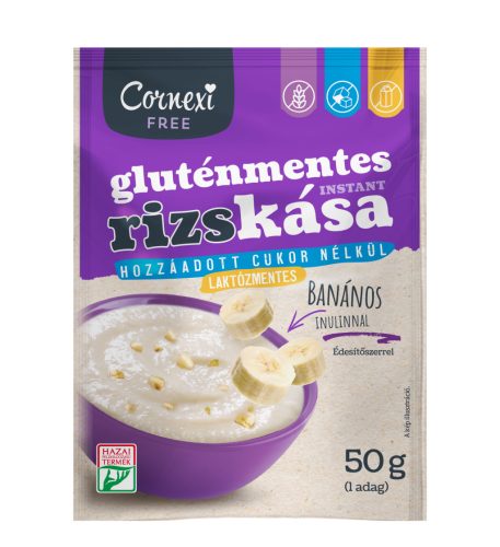 Cornexi gluténmentes rizskása banános hozzáadott cukor nélkül, édesítőszerekkel 50 g