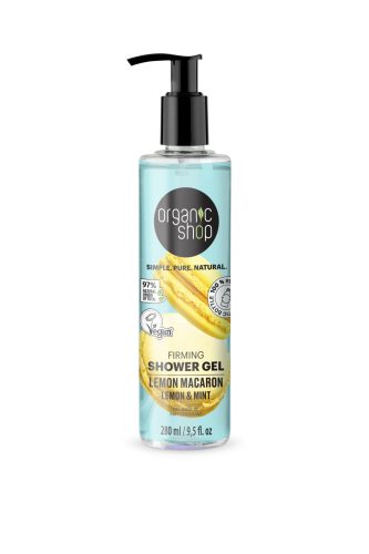 Organic Shop “lemon macaron” feszesítő tusfürdő citrommal és mentával 280 ml