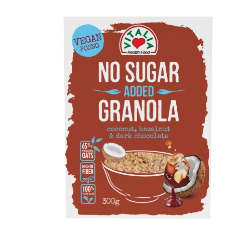 Vitalia granola hozzáadott cukor nélkül étcsokis kókuszos mogyorós 300 g