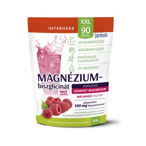 Interherb xxl 90 adag magnézium-biszglicinát italpor málna ízű 315 g