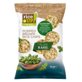 Rice Up barna rizs chips italian basil ízű 60 g