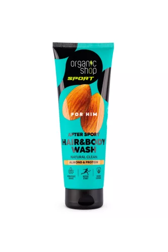 Organic Shop sportolás utáni sampon és tusfürdő mandulával és fehérjével 200 ml