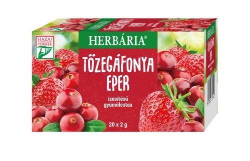 Herbária tőzegáfonya eper ízesítésű gyümölcstea 20x2g 40 g