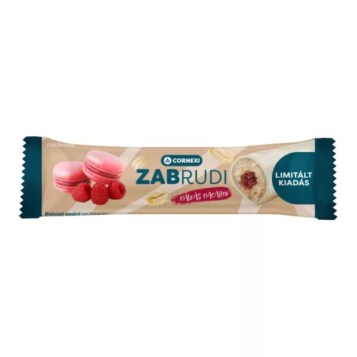 Cornexi zabrudi macaron ízű, málnás töltelékkel töltött zabrúd jogurtos tejbevonattal 30 g