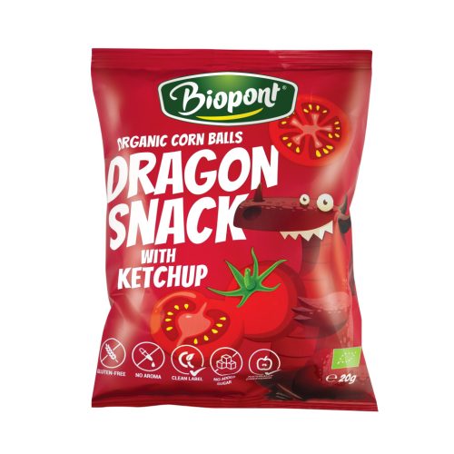 Biopont bio dragon snack, extrudált kukorica ketchupos 20 g