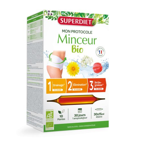Superdiet minceur természetes 3 fázisú 30 napos fogyást segítő zsírégető program ampulla 30x15ml 450 ml
