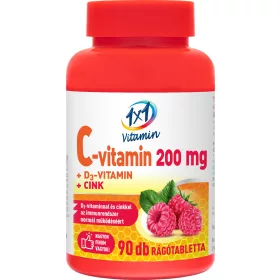 1x1 c-vitamin 200mg d3+cink málnás rágótabletta 90 db