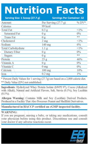 Everbuild Nutrition - Ultra Hydrolized Iso Build Protein 1816g Vanilla - Tejsavó fehérje izolátum, vanília