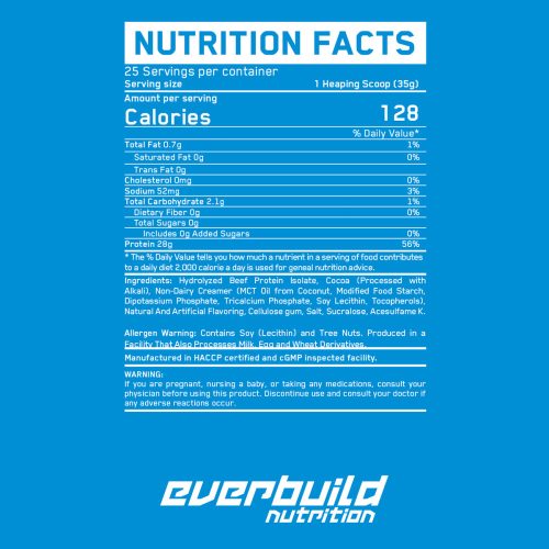 EverBuild Nutrition 100% Beef Isolate 908 g / 1816 g - 908, Vanilla - Marhafehérje izolátum