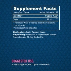 HAYA LABS - Taurine 500mg. / 100 caps