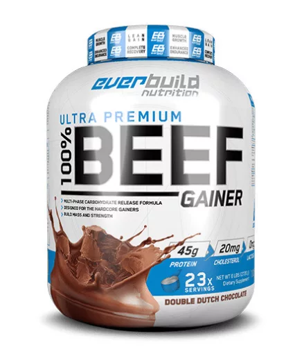 EverBuild Nutrition 100% BEEF GAINER 6 LBS / 2720 g - Royal Strawberry Smoothie - Izomtömegnövelő, eper-banán