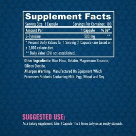 Haya Labs - L-Tyrosine 500mg. / 100 Caps