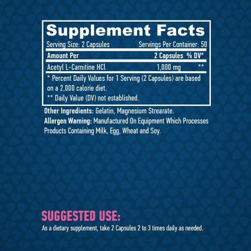 HAYA LABS - Acetyl L-Carnitine 1000mg / 100 kapszula