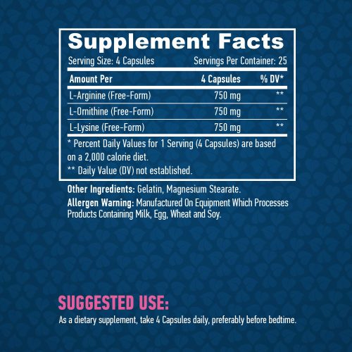 HAYA LABS - L-Arginine L-Ornithine L-Lysine  /100 kapszula