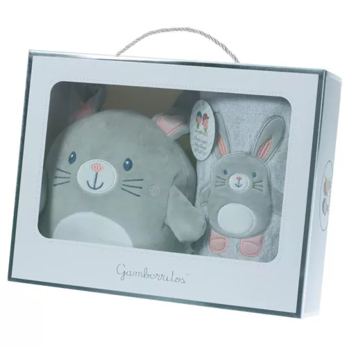 Gamberritos takaró wellsoft 80x110cm plüss játékkal szürke/kék maci 10757