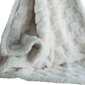   Gamberritos takaró plüss/sherpa kockás 80x110cm bézs 10760