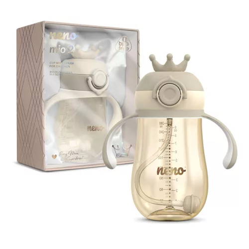 Neno szívószálas itatópohár MIO2 280ml barna