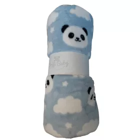   Soffi Baby takaró plüss dupla kék fehér pandapofi 75x100cm