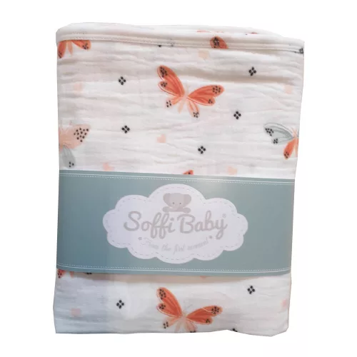 Soffi Baby takaró muszlin dupla pillangós 70x90cm
