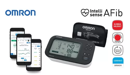 OMRON M7 Intelli IT AFib felkaros okos-vérnyomásmérő pitvarfibrilláció (Intellisense AFib) üzemmóddal