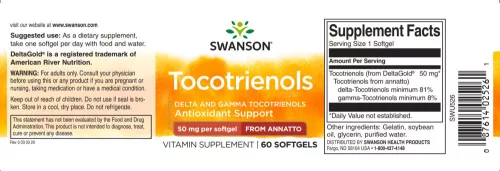 Swanson Tocotrienols 50mg (delta és gamma tokotrienolok) 60 kapszula
