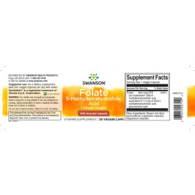   Swanson Folate 800mcg 30 kapszula 5-Methyltetrahydrofolic acid