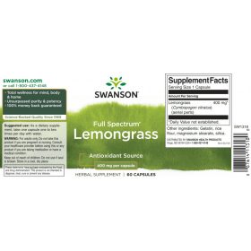 Swanson Lemongrass (Citromfű) 400mg 60 kapszula