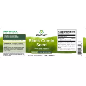   Swanson Black Cumin Seed (Feketekömény mag) 400mg 60 kapszula