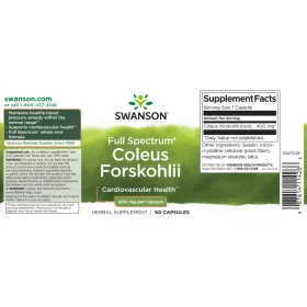   Swanson Coleus Forskohlii 400mg 60 kapszula (Indiai csalángyökér kivonat)