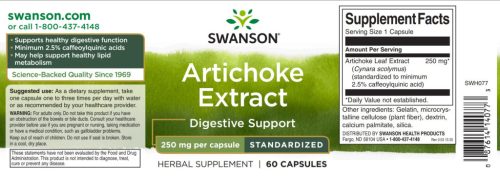 Swanson Artichoke Extract 250mg 60 kapsz (Standardizált articsóka kivonat)
