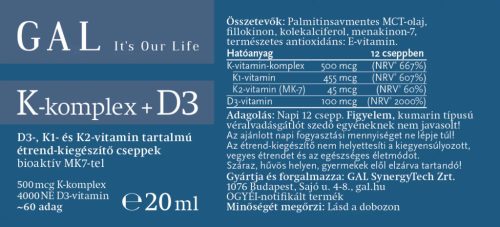 GAL K-komplex+D3 500mcg K-komplex + 4000 NE D3 x 60 adag