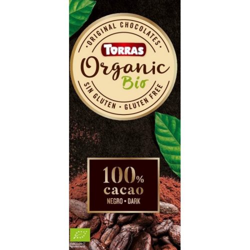 Torras bio 100% kakaótartalmú étcsokoládé 100 g (Gluténmentes)