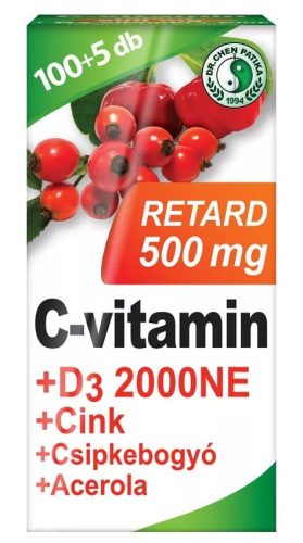 Dr.chen c-vitamin 500 mg retard+d3+acerola tabletta 105 db