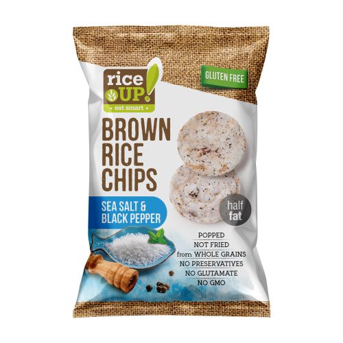 Rice Up barna rizs chips sós és borsos ízű 60 g (Gluténmentes)