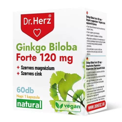 Dr.herz ginkgo biloba forte 120 mg+szerves mg+zn kapszula 60 db