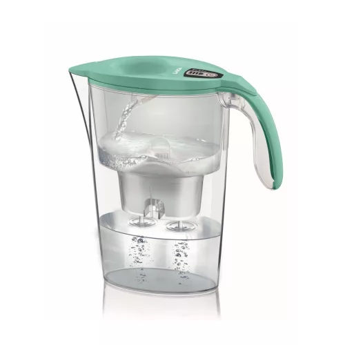 LAICA Stream Line "Tiffany" türkiz vízszűrő kancsó digitális kijelzővel, 1 db bi-flux SLIM univerzális szűrőbetéttel