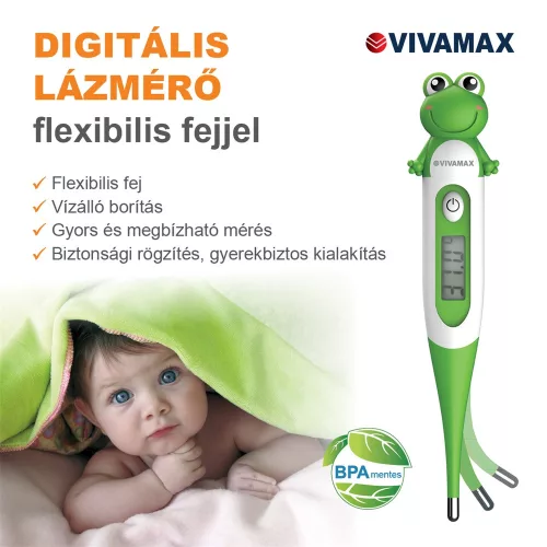 Digitális lázmérő flexibilis fejjel (béka)