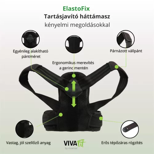 ElastoFix tartásjavító háttámasz merevítéssel és elasztikus pántrendszerrel M