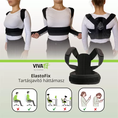 ElastoFix tartásjavító háttámasz merevítéssel és elasztikus pántrendszerrel M
