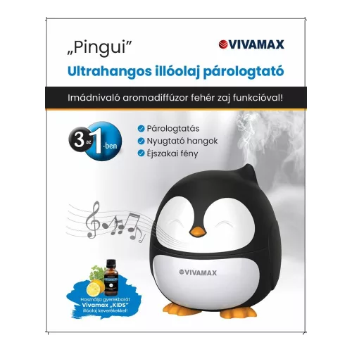 Ultrahangos illóolaj párologtató fehér zaj funkcióval Pingvin
