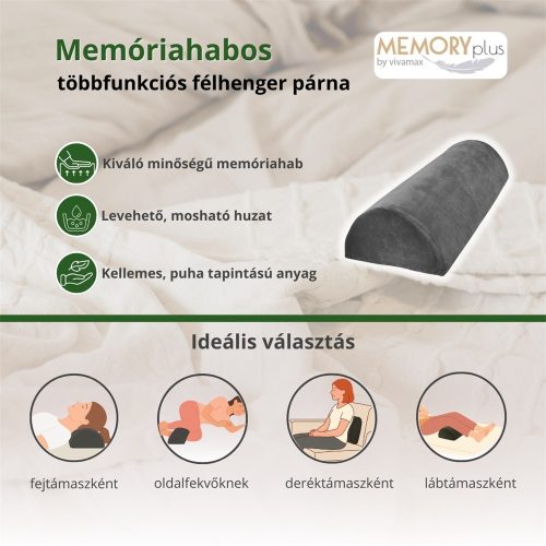 Memóriahabos többfunkciós félhenger párna