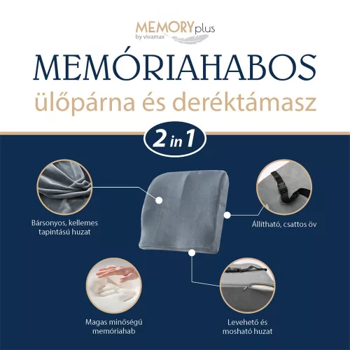 Memóriahabos ülőpárna és deréktámasz (2in1)