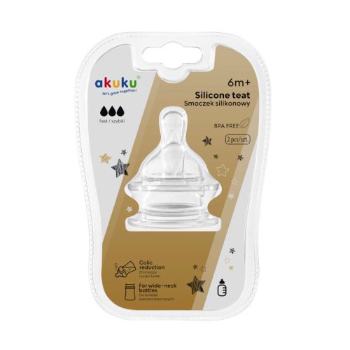 Akuku Etetőcumi széles szájú cumisüveghez szilikon széles szájú (méret: ) 6 + hó