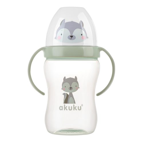 Akuku Tanulópohár Szilikon itatócsőrrel, csepegésmentes, mosómaci