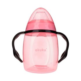 Akuku Tanulópohár szilikon itatócsőrrel+pótcsőrrel, rózsa-fekete